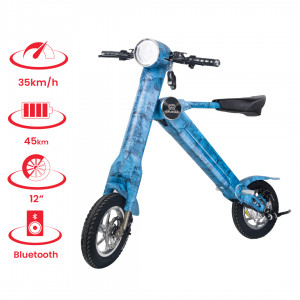 Limited Edition Denim Blue Electric Scooter- with Built-in Speakers and Bluetooth - CRU559-9 (Sit On)