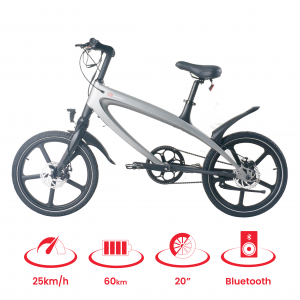 Cruzaa (Grey-White-Yellow-Black) Electric Bike with Built-in Speakers and Bluetooth - CRU563-7890